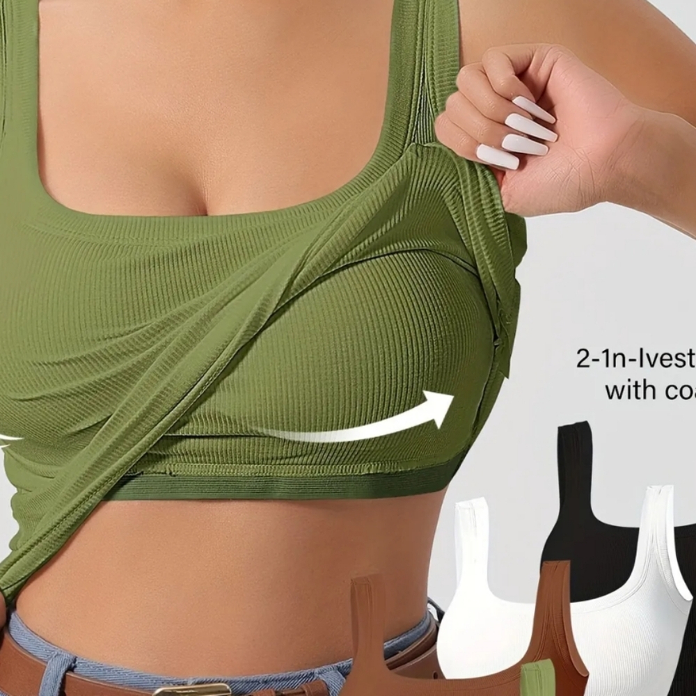 Women's U-Back Tank Tops - Green, Pink, Black, White Set Of 4